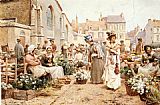 Flower Market in a French Town